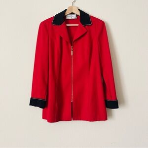 ST JOHN SPORT SMALL red long sleeve zip collared jacket